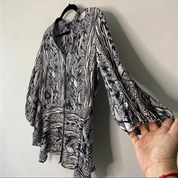 Style & co animal print peplum button down tunic blouse size 1X - Picture 4 of 8